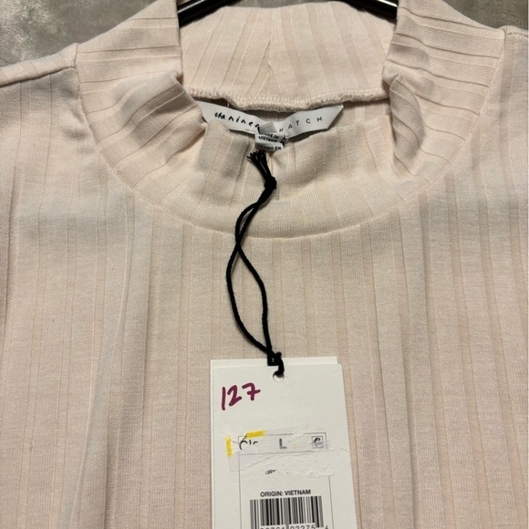NWT The Nines by Hatch Size L Cream Mock Neck Elbow Sleeve Knit Top - Picture 4 of 5